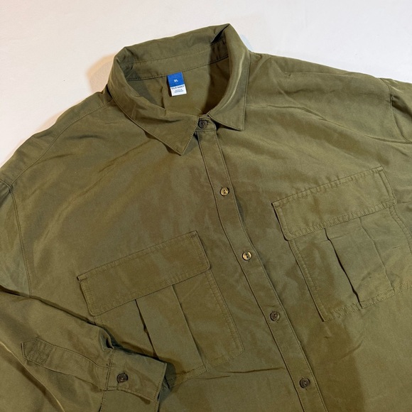 Old Navy Tops - Old Navy Boyfriend Utility Safari Button Up Top Oversized Casual Long Sleeve EUC